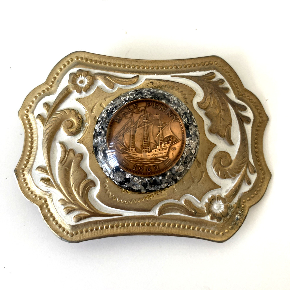 Belt Buckle Authentic Piece of the London Bridge Harold King Half Penny 1962 UK - Picture 1 of 7